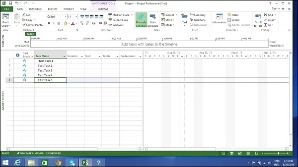Добавете задачи към проекта си: диаграма на Гант в Microsoft Project