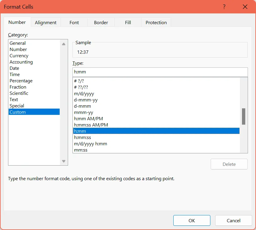Exemplo de formatação de células para valores de tempo no Excel: como calcular o tempo no Excel