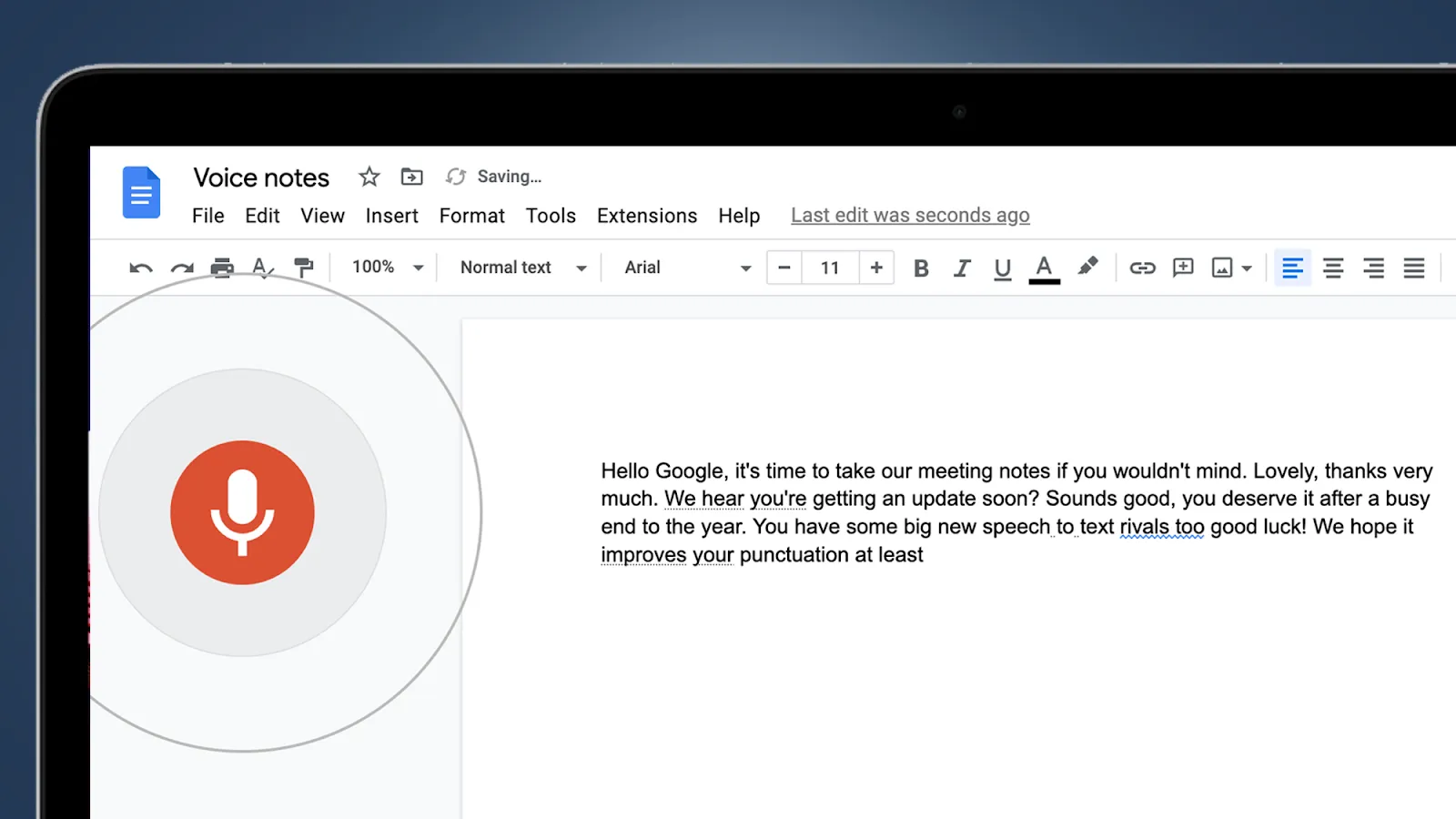 لوحة تحكم الكتابة الصوتية في Google Docs: بديل Dictation.io