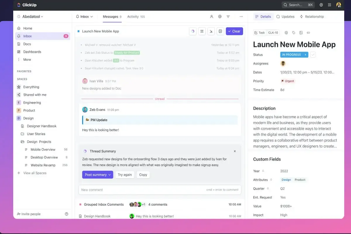 Use o recurso de estimativa de tempo do ClickUp para uma estimativa eficaz de tarefas.