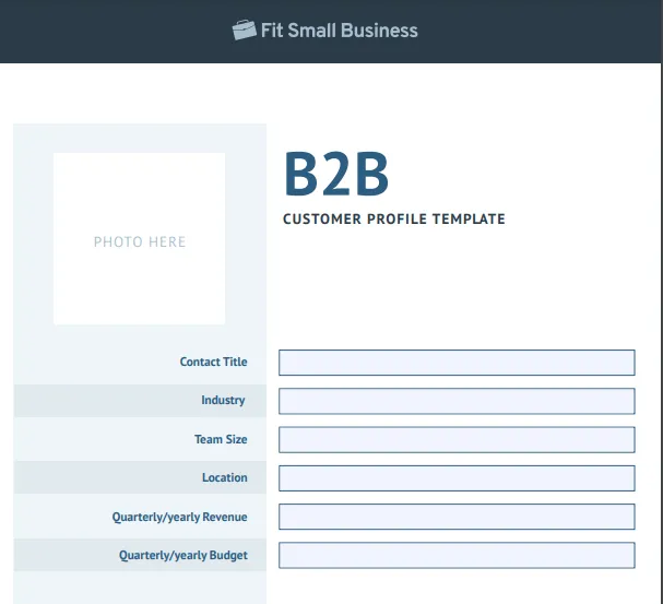 Modèle de profil client B2B par Fit Small Business