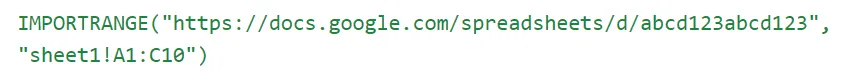Contoh penggunaan fungsi IMPORTRANGE di Google Sheets