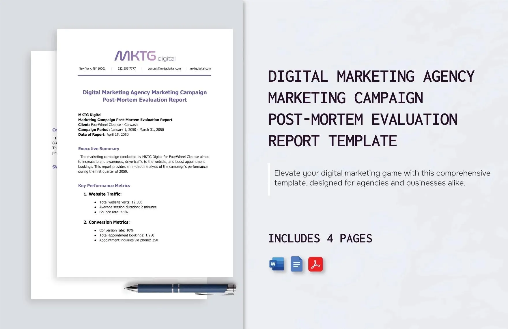 Modèle de bilan marketing Microsoft Word par Template.net