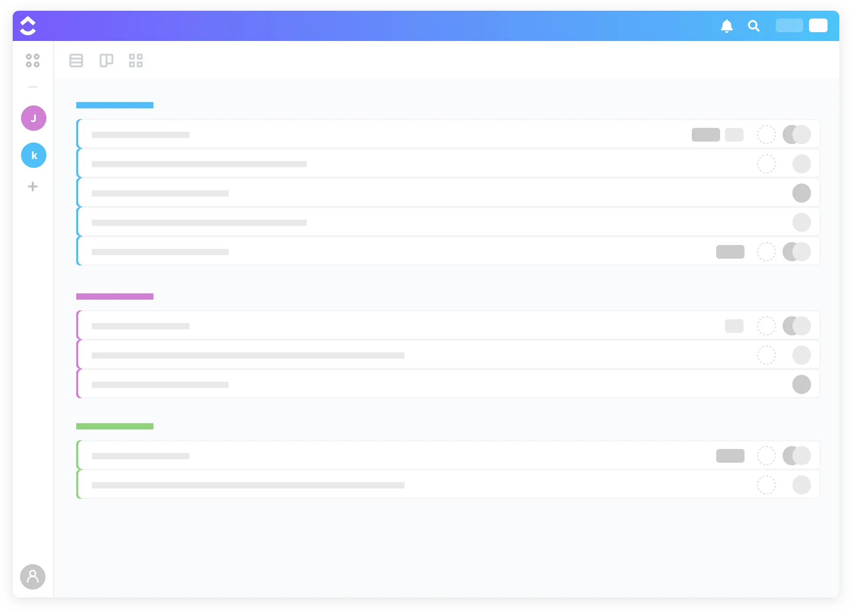 chế độ xem danh sách trên ClickUp
