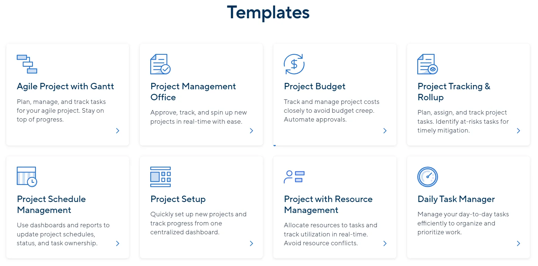 Capture d'écran des modèles Smartsheet