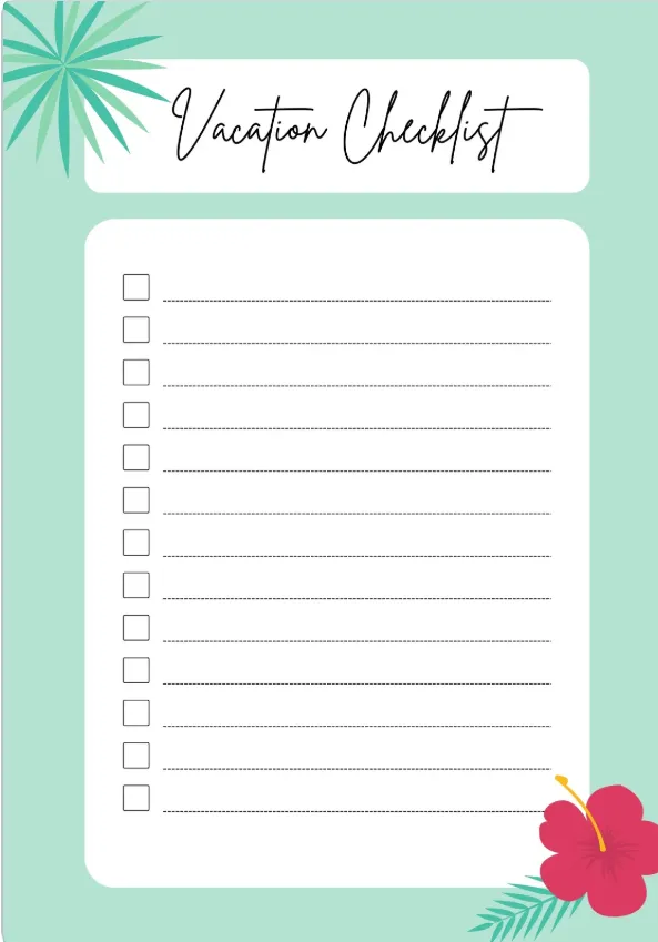 Canva 녹색 식물 휴가 체크리스트 템플릿