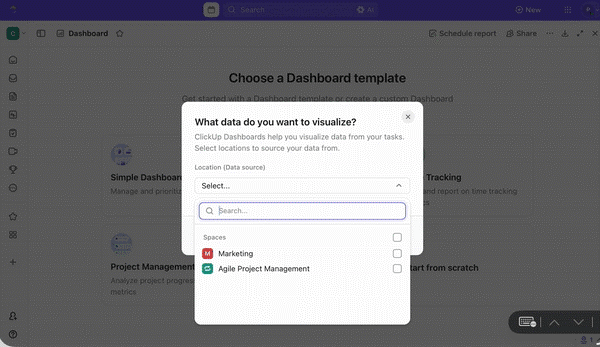 Painéis do ClickUp: veja seu painel personalizado pronto para uso imediato