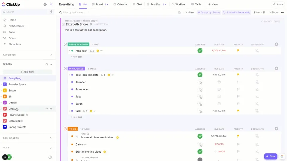 ClickUp Spaces