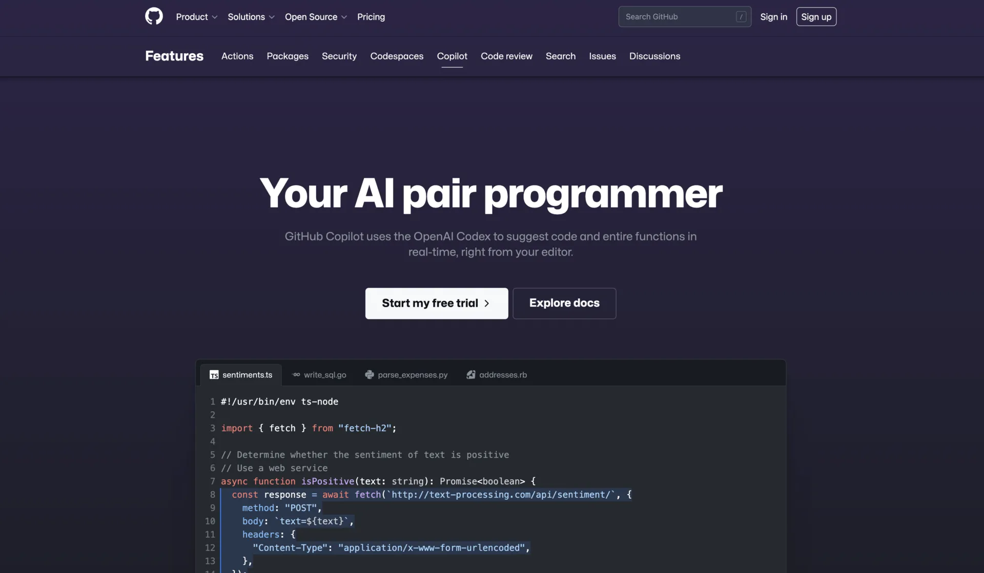 Trang chủ GitHub Copilot