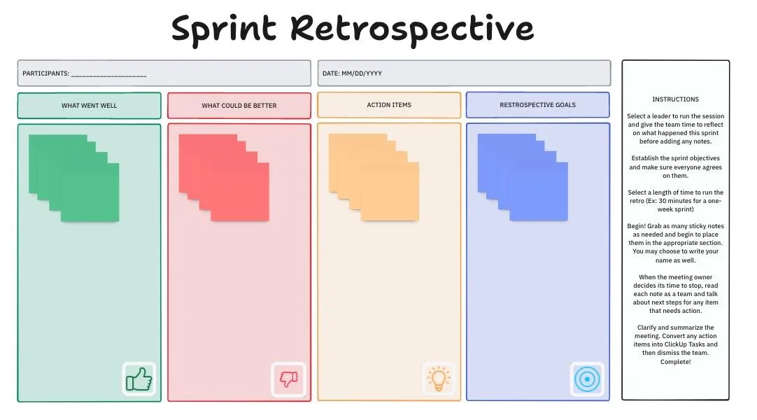 Modèle de rétrospective de sprint ClickUp
