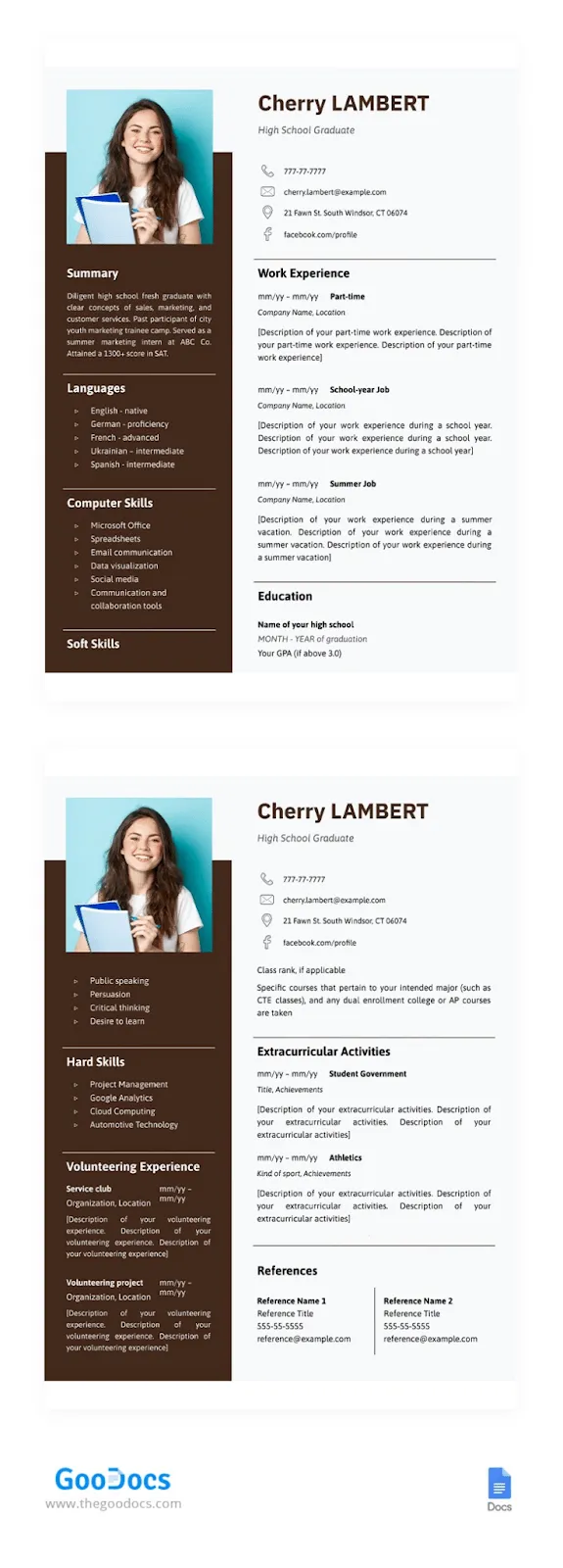 Plantilla de currículum para graduados de secundaria
