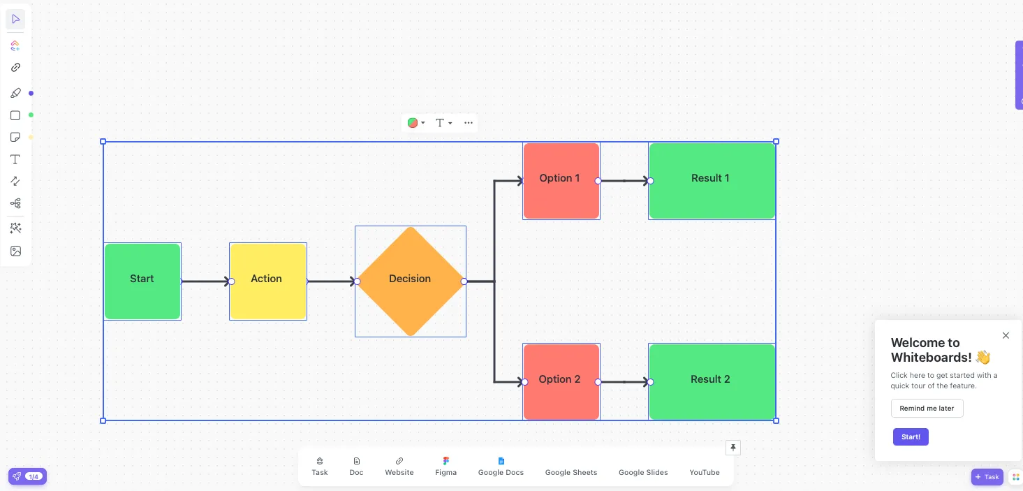 Modèle de tableau blanc pour plan de travail par ClickUp