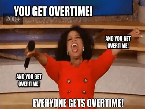 Meme «Todo el mundo hace horas extras».
