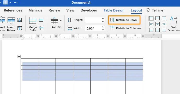 Điều chỉnh bảng Microsoft Word