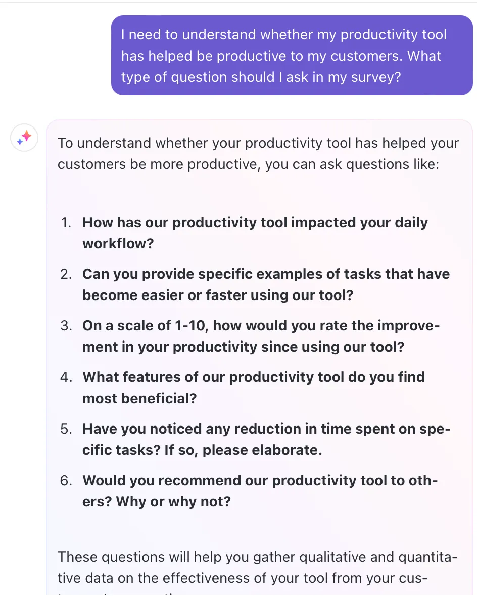 ClickUp Brain anket soruları oluşturur