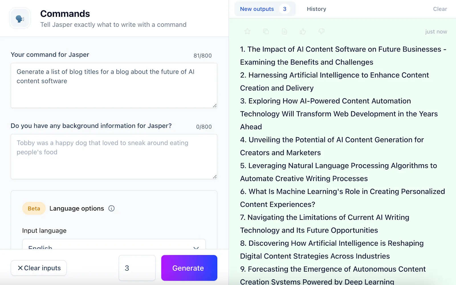 Jasper Dashboard: Generatív mesterséges intelligencia példák