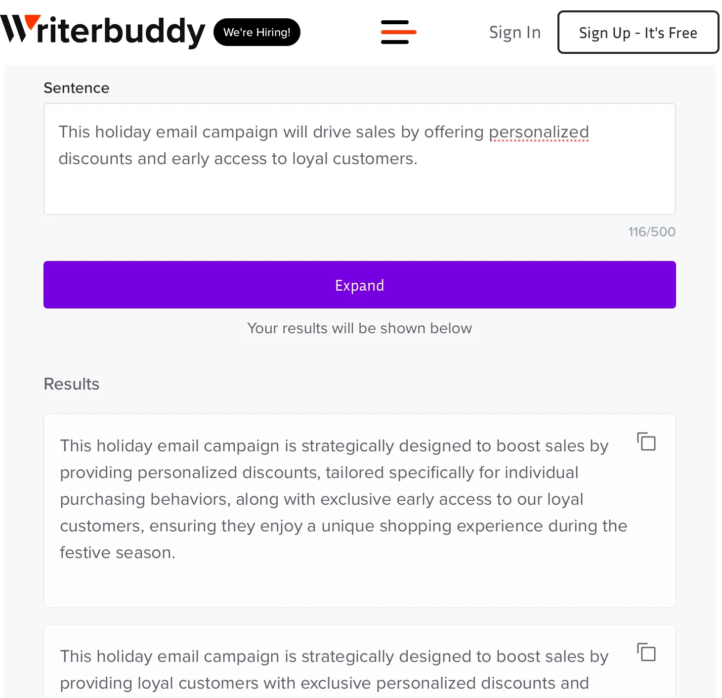 WriterBuddy.ai Sentence Expander_ai perluas kalimat