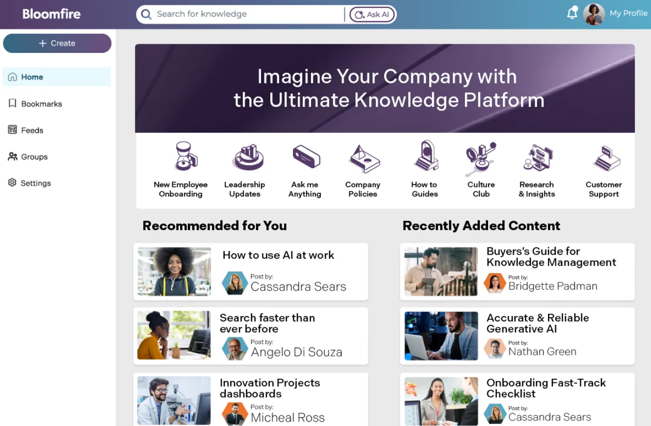 Bloomfire: strumenti di IA per i knowledge worker