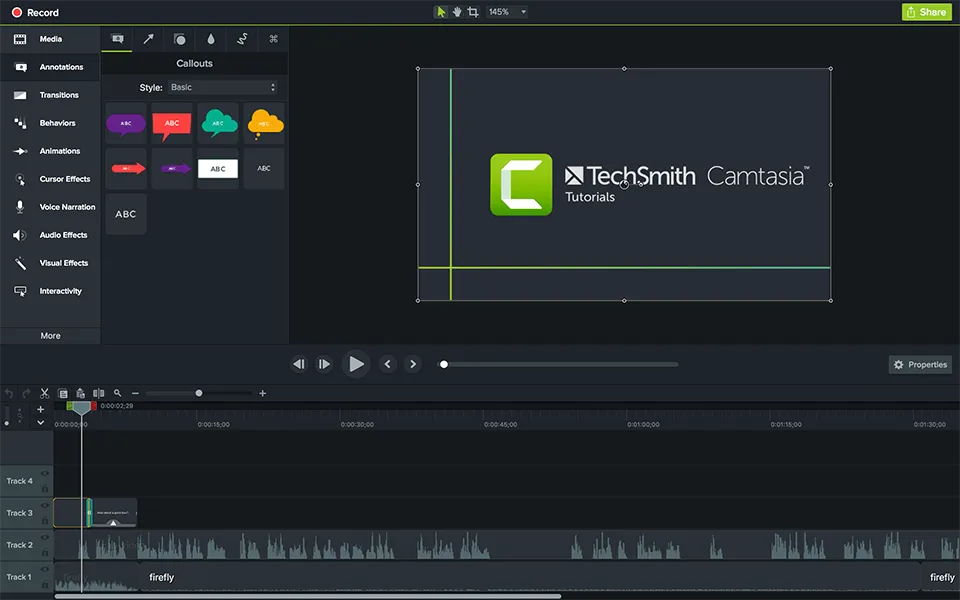 Camtasia Tableau de bord : alternative à ShareX