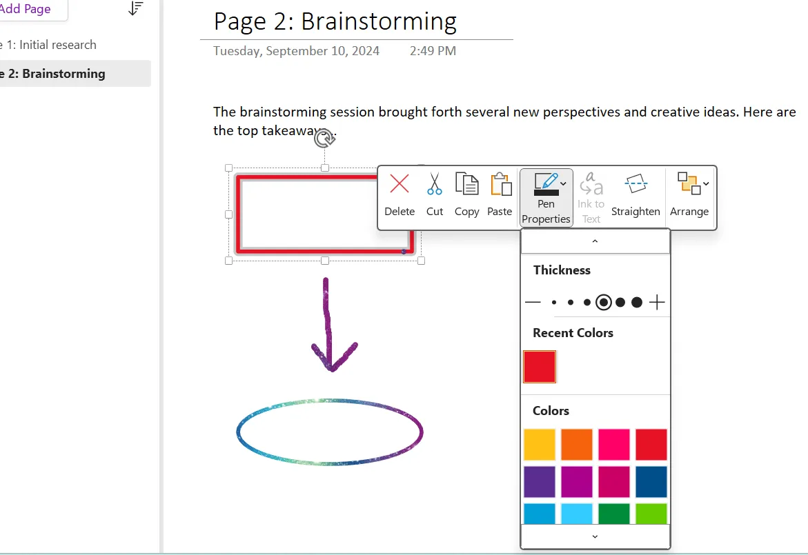 Jak organizovat OneNote – Vlastnosti pera