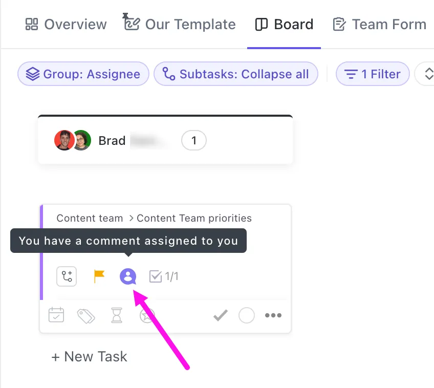Gebruik ClickUp Assign Comments om specifieke belanghebbenden te taggen voor feedback: AI-beeldprompts