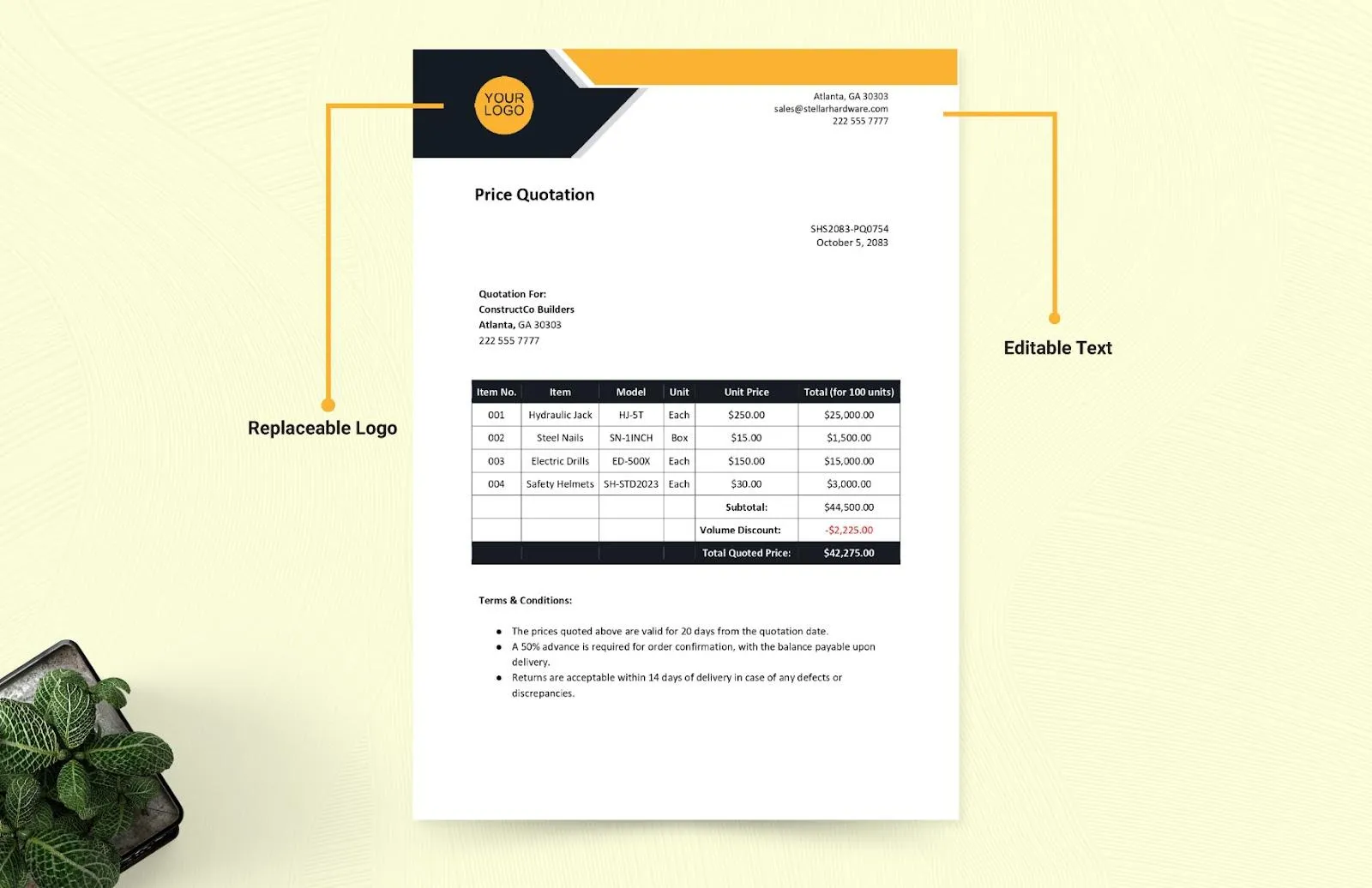 แบบฟอร์มใบเสนอราคาโดย Template.net