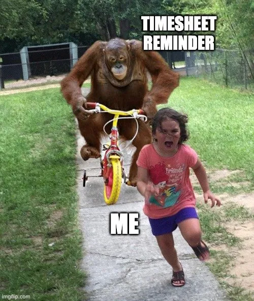Meme recordatorio de hojas de horas