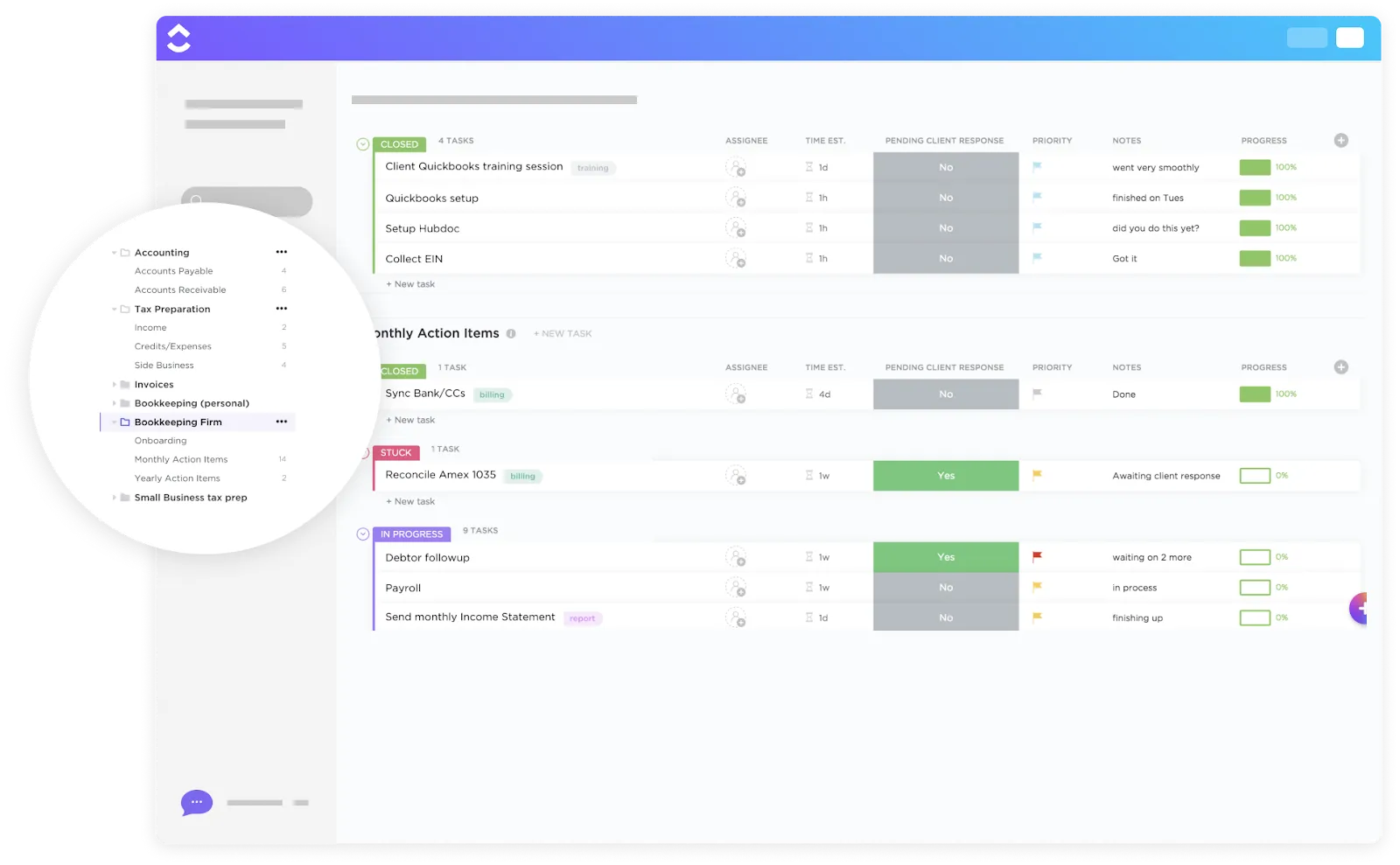 Mẫu cho công ty kế toán ClickUp