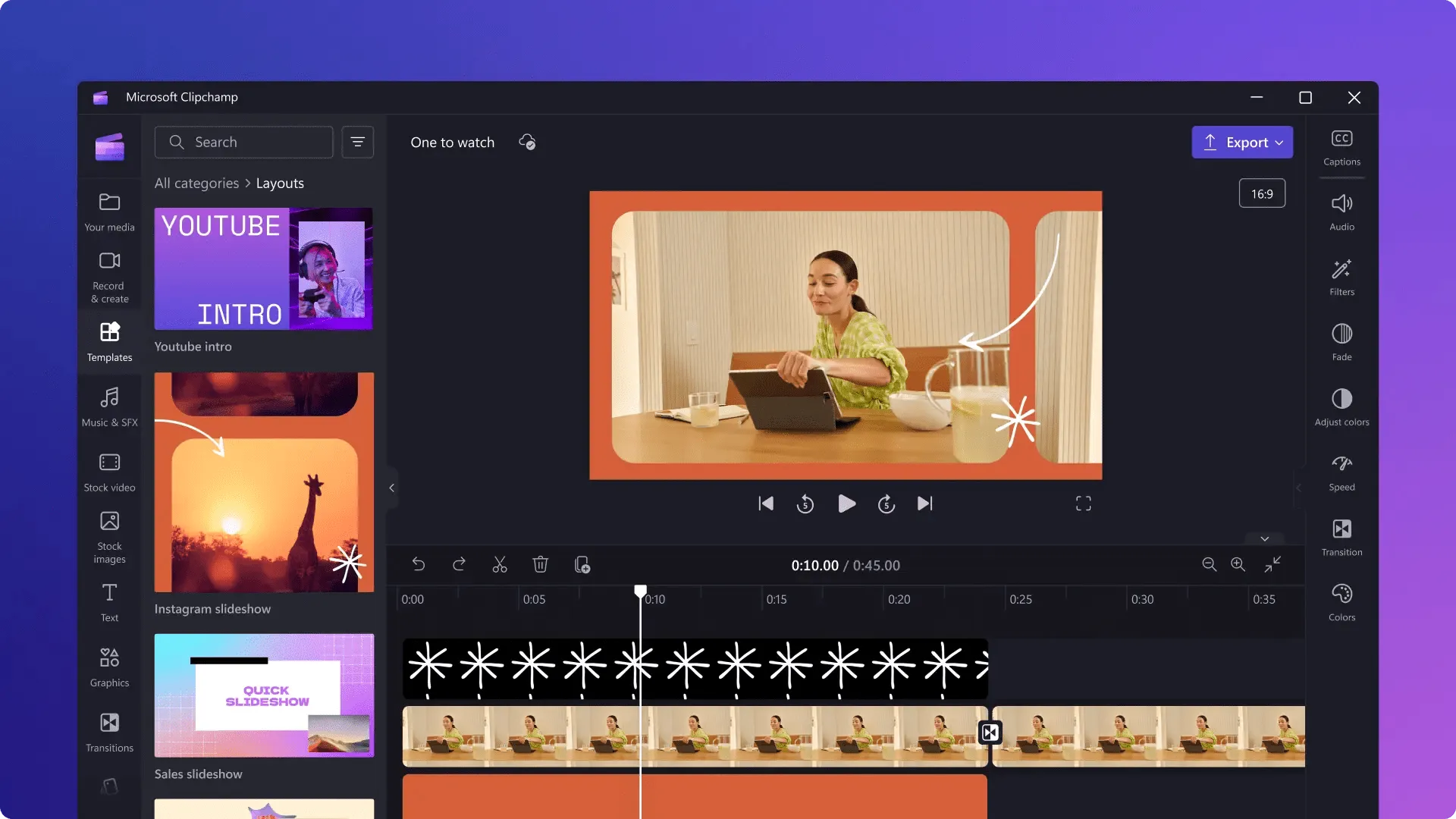 Éditeur de vidéo Clipchamp