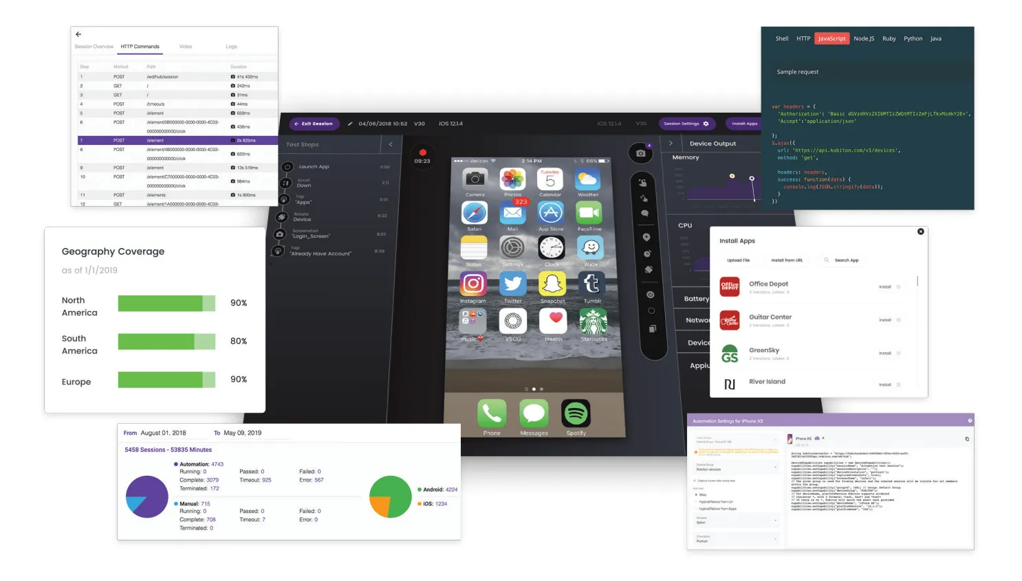 Exécutez vos produits logiciels sur de véritables appareils mobiles et simulateurs avec Kobiton.