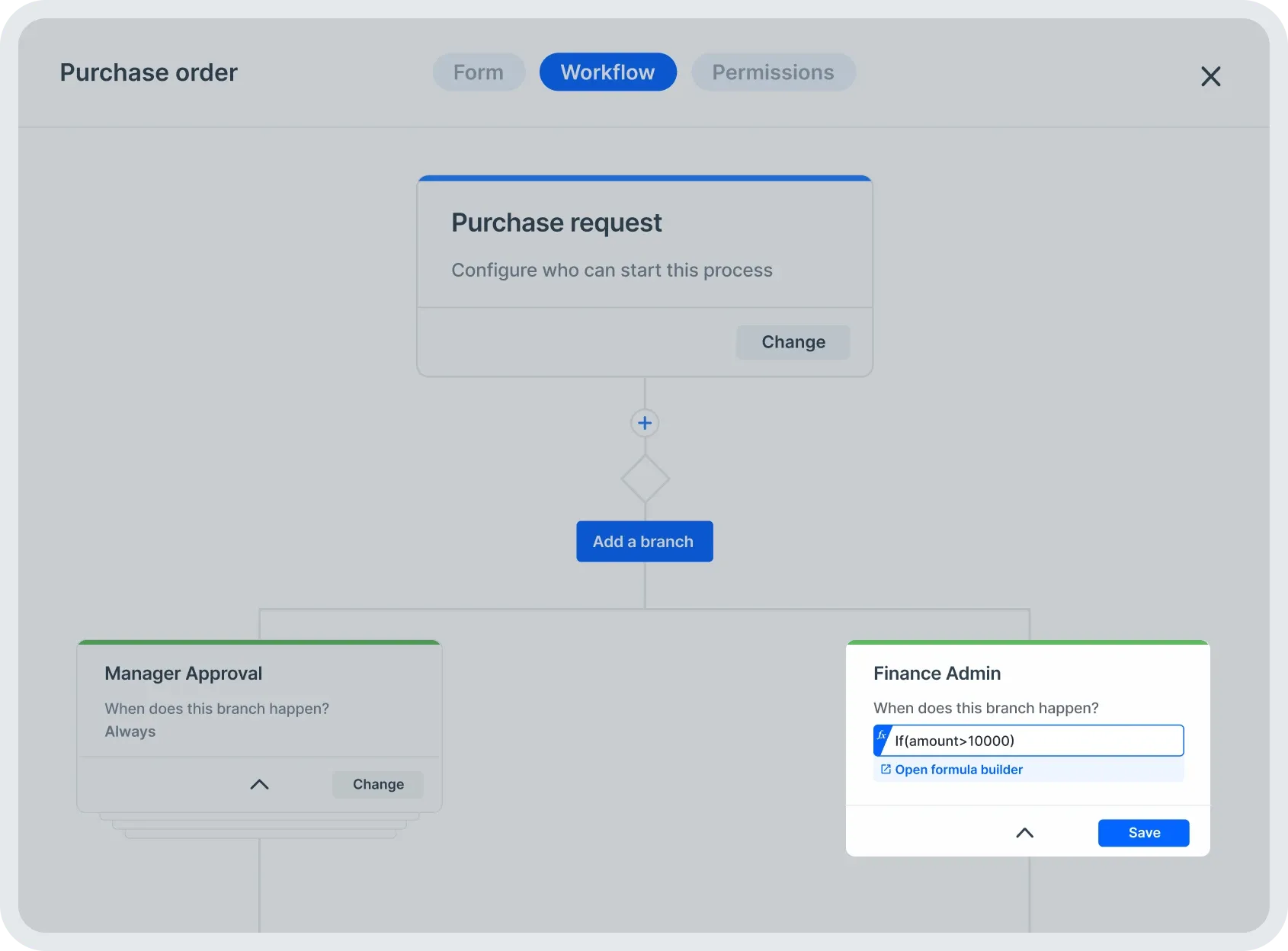 Kissflow: generatore drag and drop che consente ai team di mappare i passaggi, le condizioni e le approvazioni in flussi visivi chiari.