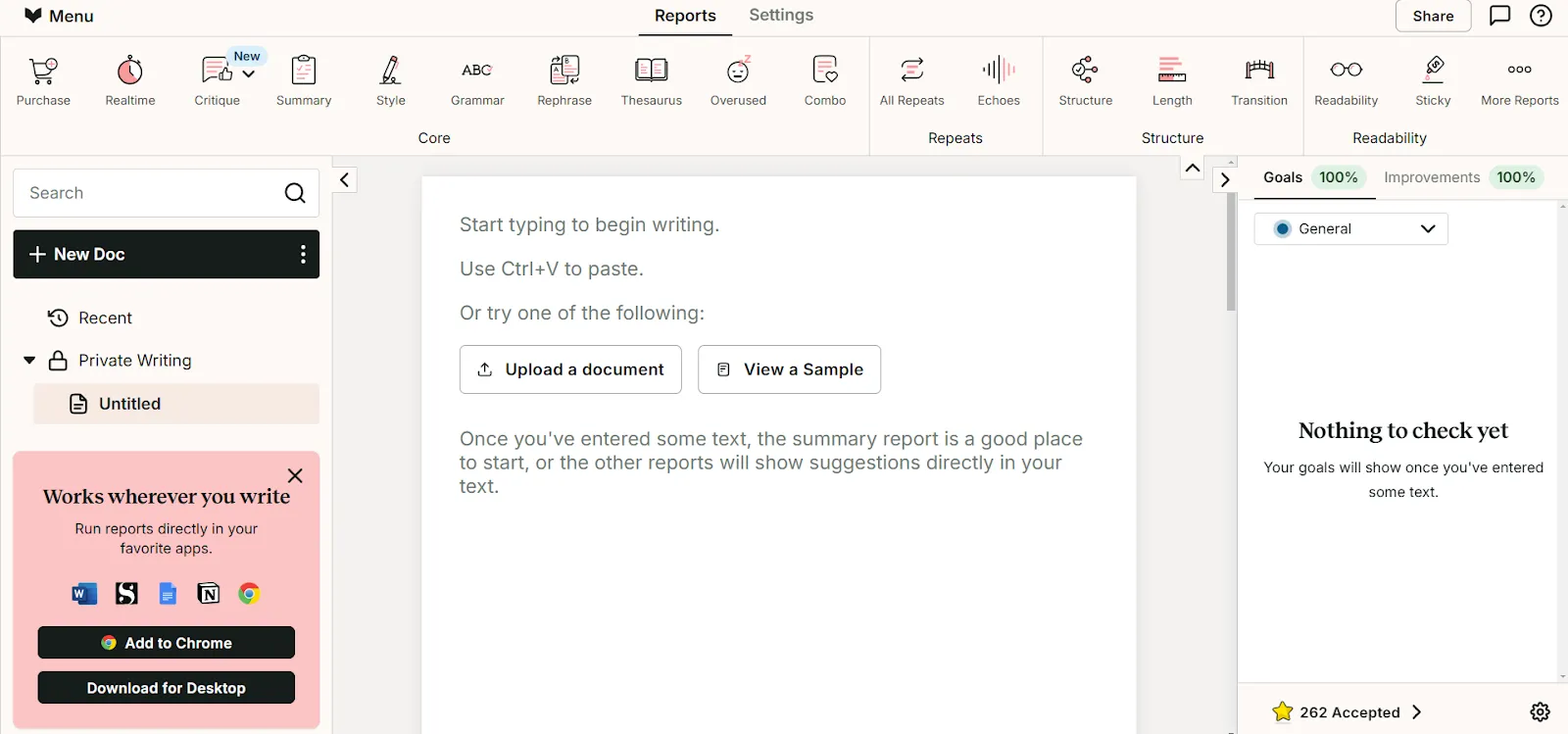 ProWritingAid: la mejor para mejorar la estructura de las oraciones e identificar errores.