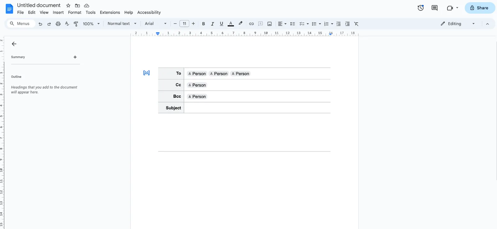 Soạn thảo email trong Tài liệu Google