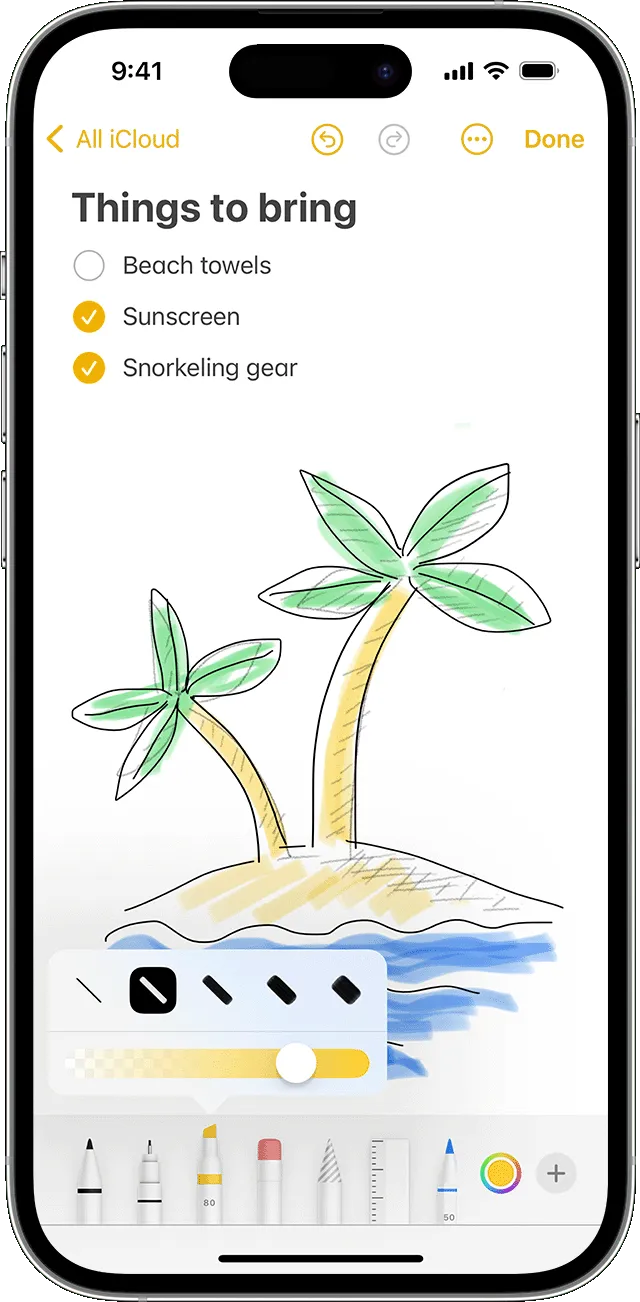 Handgefertigte Skizzen in Apple Notizen