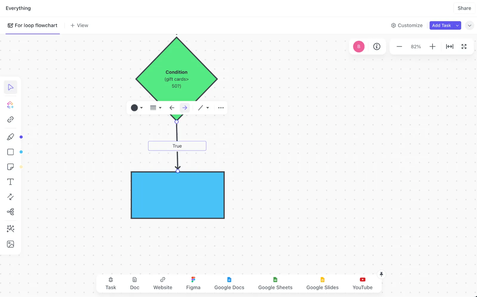 เส้นทางจริงบนไวท์บอร์ดใน ClickUp