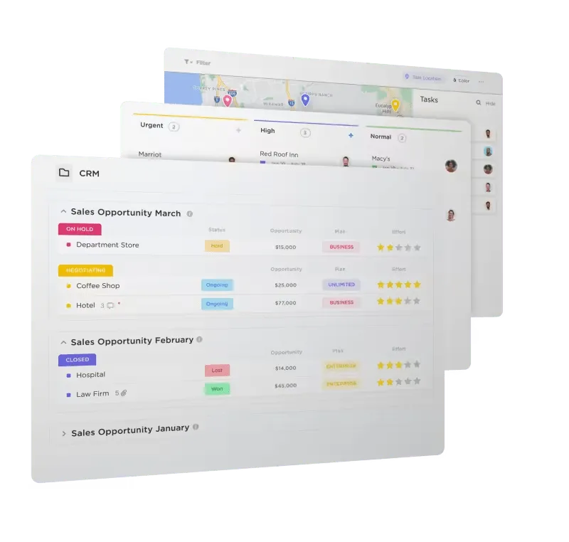 Solução de gerenciamento de projetos CRM da ClickUp
Painel de vendas