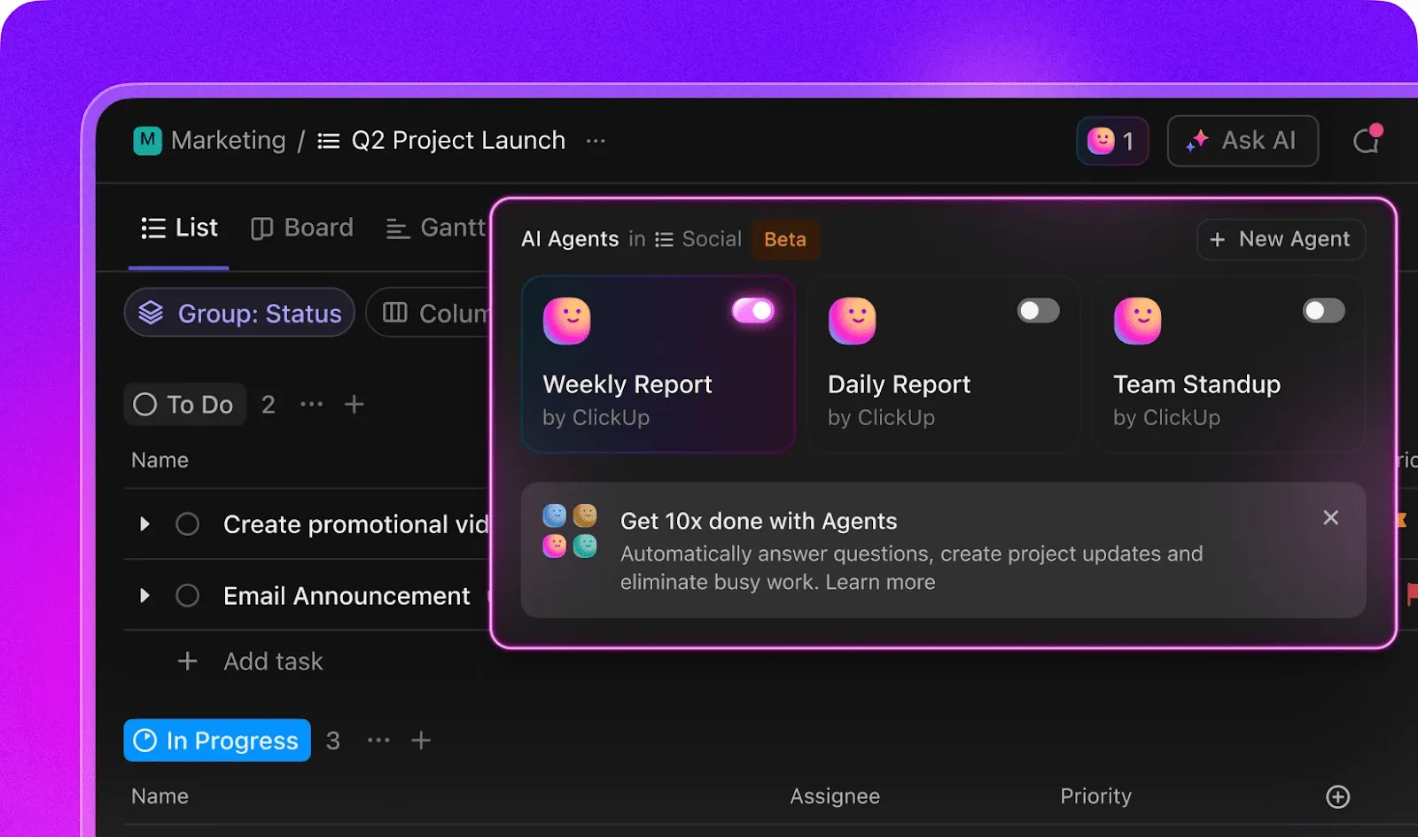Agenci ClickUp Autopilot