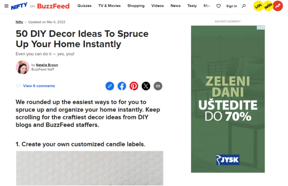 Buzzfeed：リスト記事の例