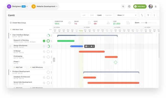 nTask: versión basada en la nube de un software de diagramas de Gantt para Mac con seguimiento de errores