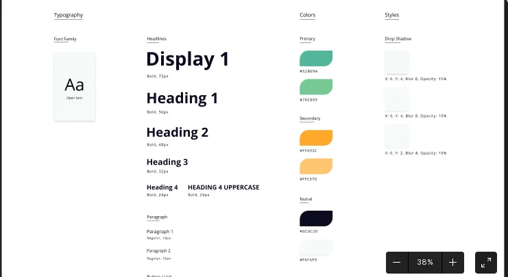 Guide de style simple | Typographie, couleurs et ombres