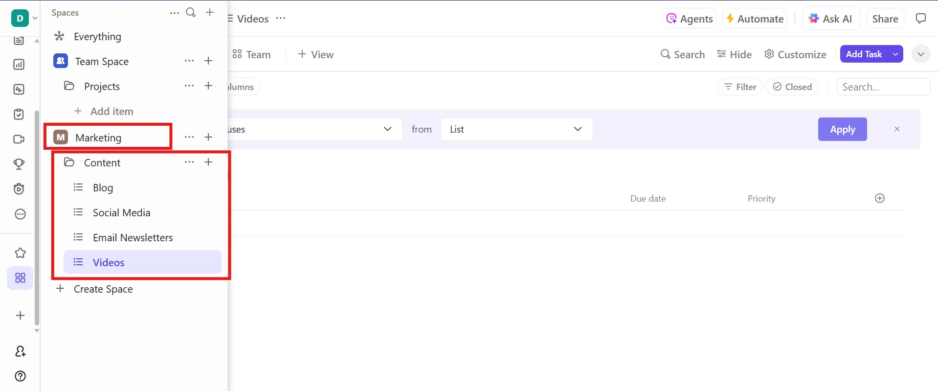 Học cách tạo lịch nội dung trong ClickUp