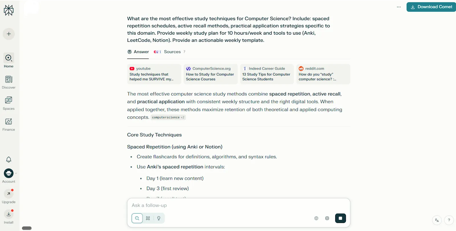 Perplexity AI 프롬프트를 활용한 학습 기법 및 자율 학습 플랜에 관한 질문들