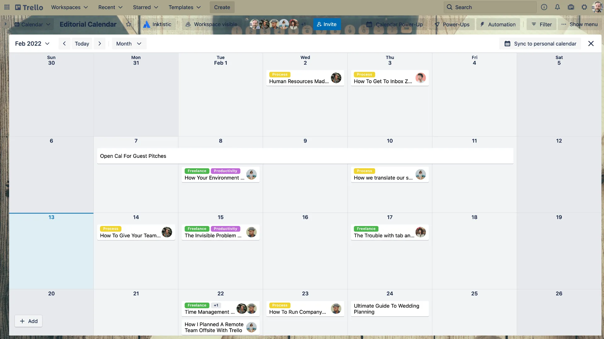 Trello: Projektmanagement-Kalender
