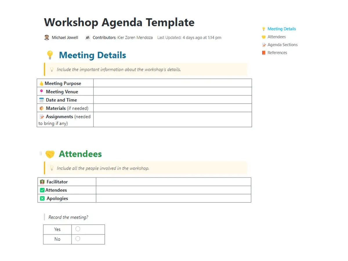 Organice su taller a la perfección con la plantilla de agenda para talleres de ClickUp.