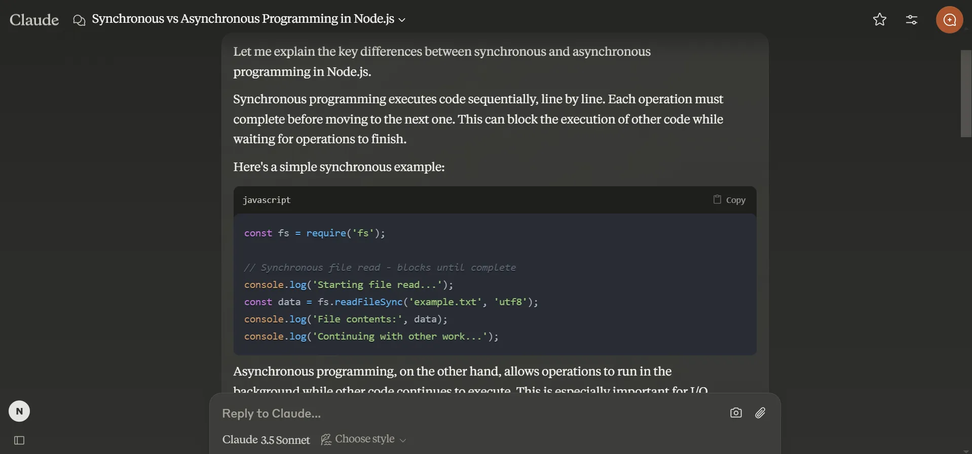 Claude KI macht es einfach, synchrone und asynchrone Programmierung zu verstehen.