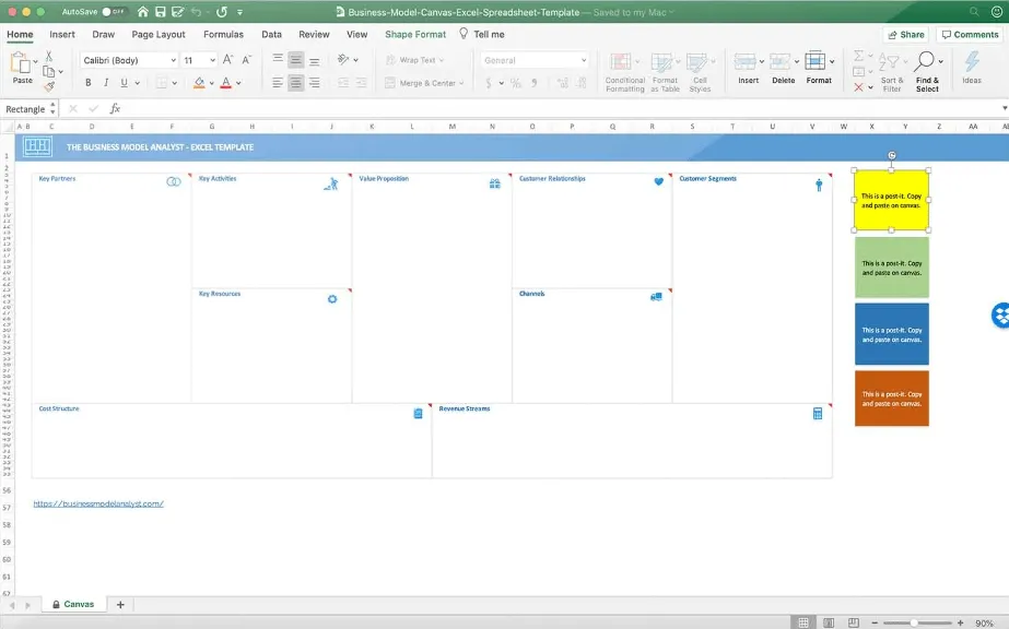Mẫu Mô hình kinh doanh Excel của BusinessModelAnalyst