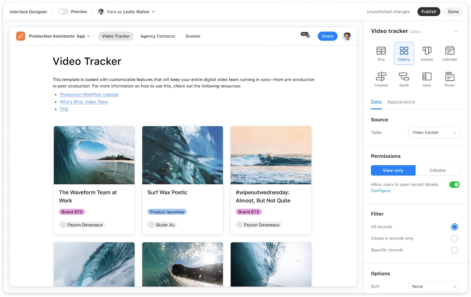 Exemplo da plataforma Airtable App Builder