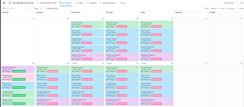 Modèle de liste de tâches pour le calendrier ClickUp