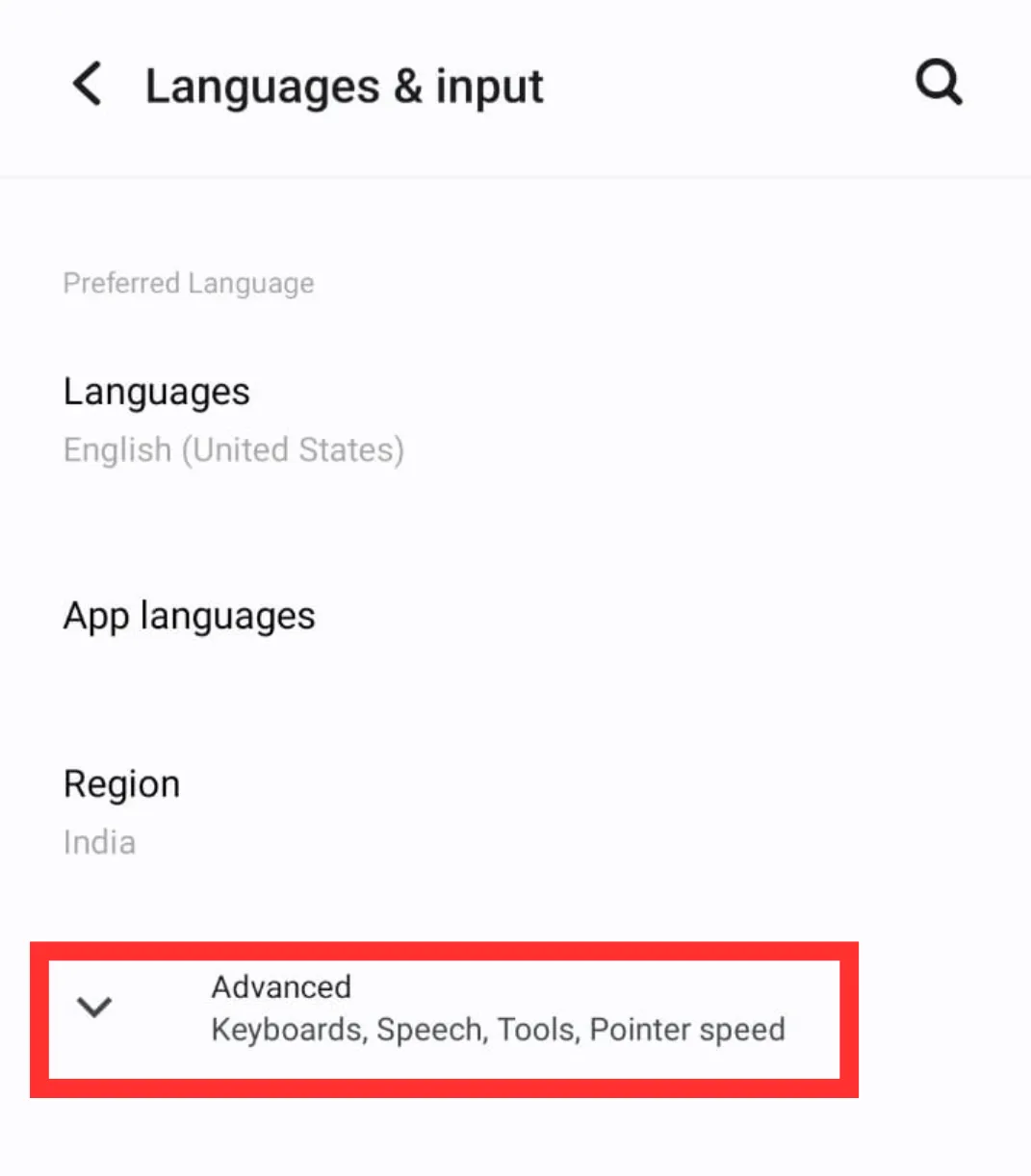 Jazyky a vstupy v systému Android