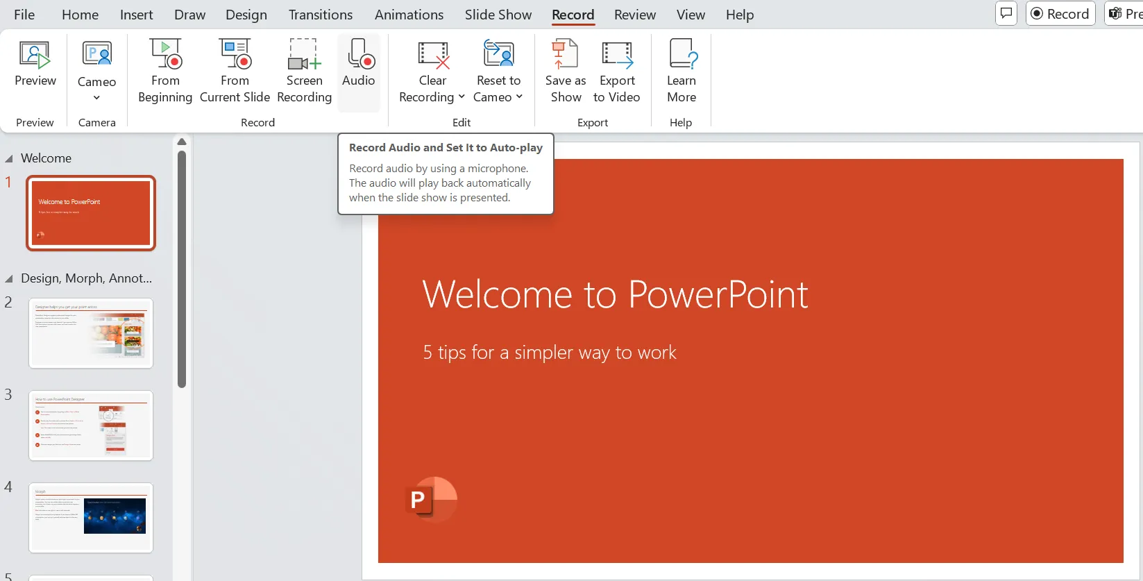 Grave o áudio e configure-o para reprodução automática: como adicionar narração ao PowerPoint